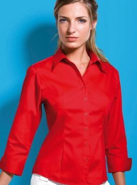 Kustom Kit Ladies 3/4 Sleeve Premium Oxford Shirt